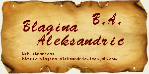 Blagina Aleksandrić vizit kartica